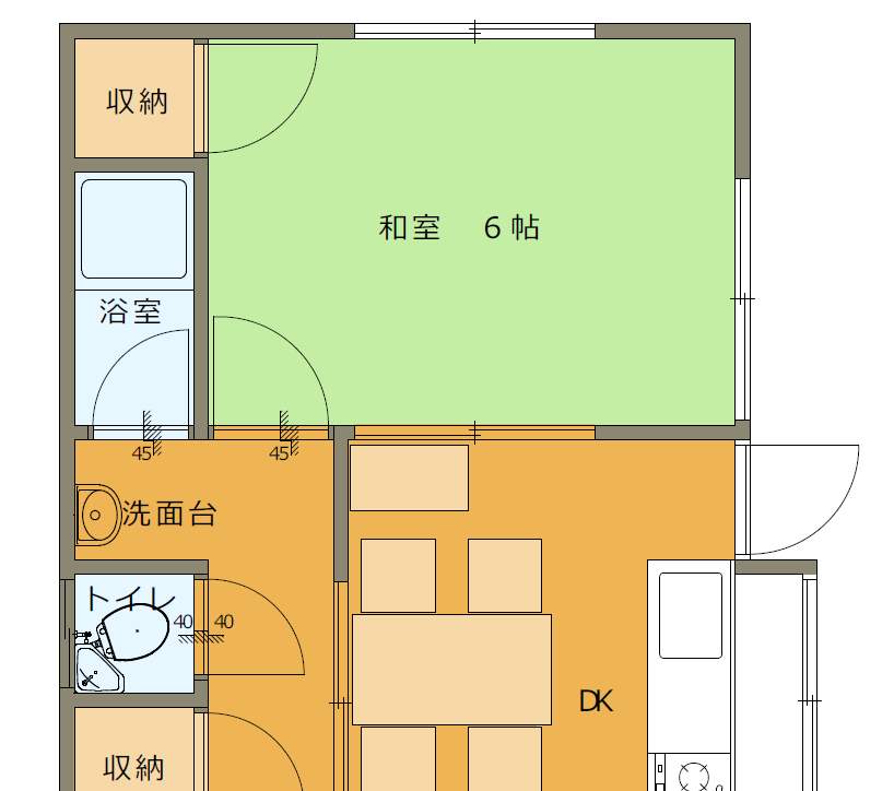 寝室からトイレまでの間取り図